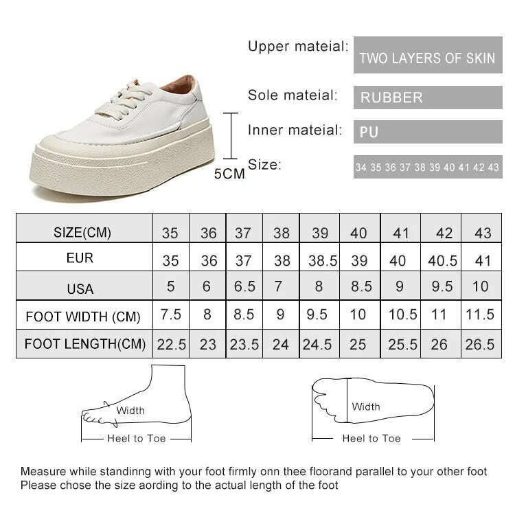 KIMLUD, AIYUQI Women's Sneakers Genuine Leather 2024 Spring New Casual Lace-up Women's Sneakers Shoes Platform Board Shoes Women, KIMLUD Womens Clothes