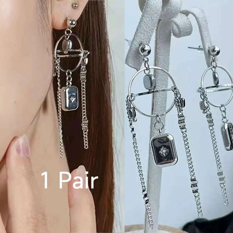 Alien Cyberpunk Transparent Zircon Metal Ear Hook for women men unisex Punk Ear bone clip Streetwear Accessory HUANZHI 2023 New - KIMLUD