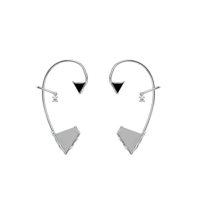 Alien Cyberpunk Transparent Zircon Metal Ear Hook for women men unisex Punk Ear bone clip Streetwear Accessory HUANZHI 2023 New - KIMLUD