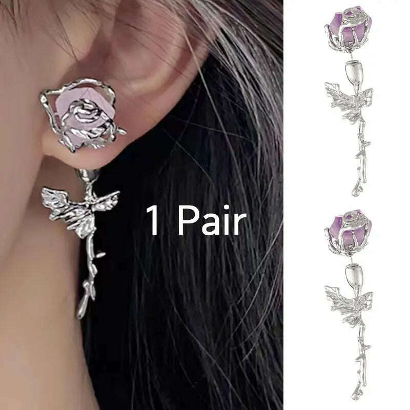 Alien Cyberpunk Transparent Zircon Metal Ear Hook for women men unisex Punk Ear bone clip Streetwear Accessory HUANZHI 2023 New - KIMLUD