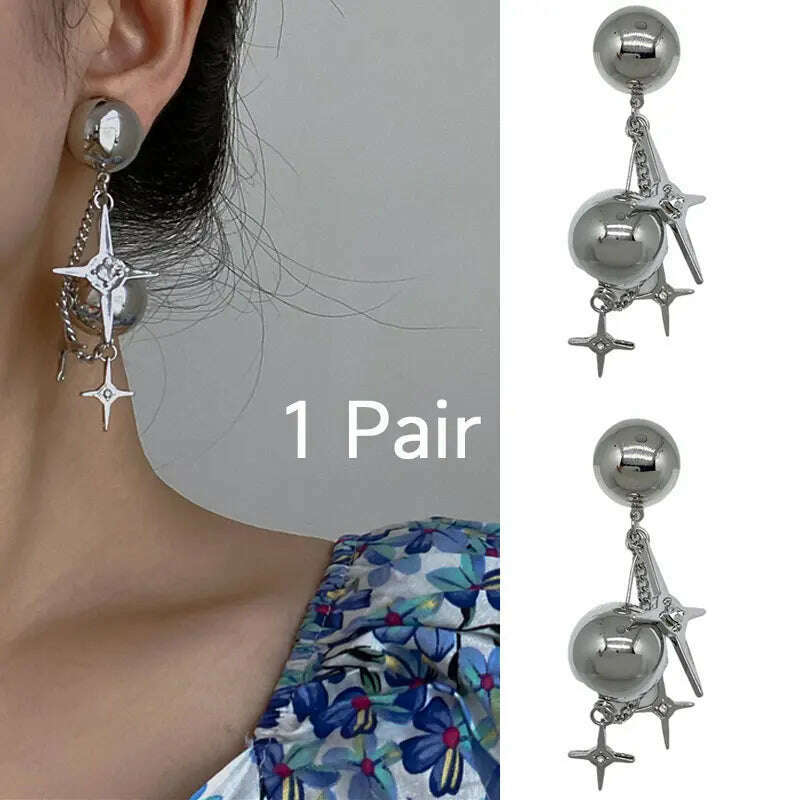 Alien Cyberpunk Transparent Zircon Metal Ear Hook for women men unisex Punk Ear bone clip Streetwear Accessory HUANZHI 2023 New - KIMLUD