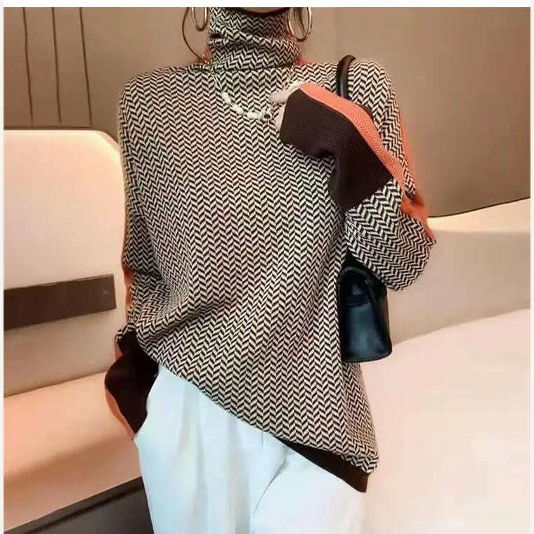 Alobee Women Sweater Knitted Turtleneck New Warm Stylish Sweaters Ladies Girl Slim Women Sweaters Pullovers Female Woman Sweater - KIMLUD