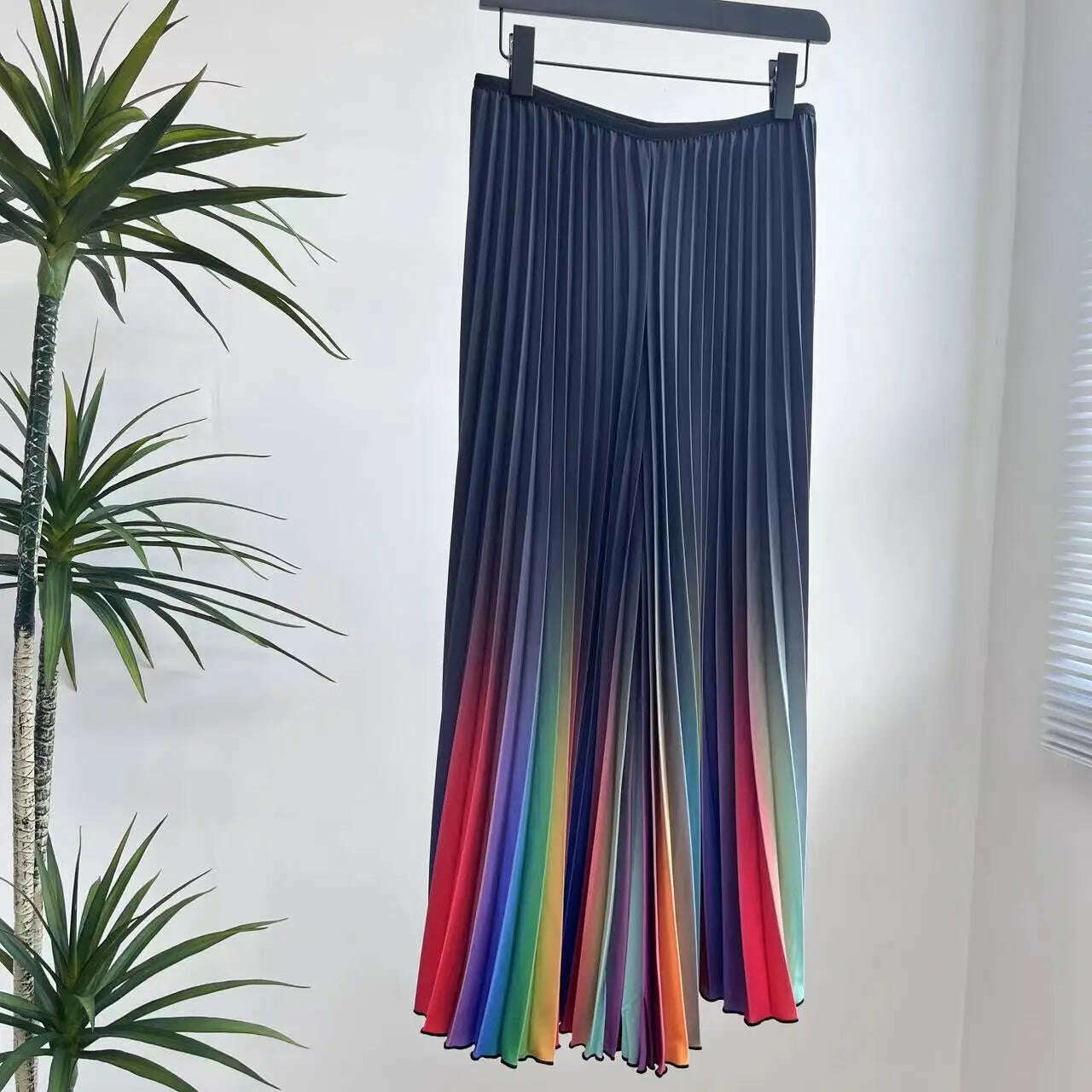 ALSEY Miyake Pleated Slim Hundred Fashion Rainbow Color Gradient Women's Office Lady Casual Pants Spring/Summer 2024 New - KIMLUD