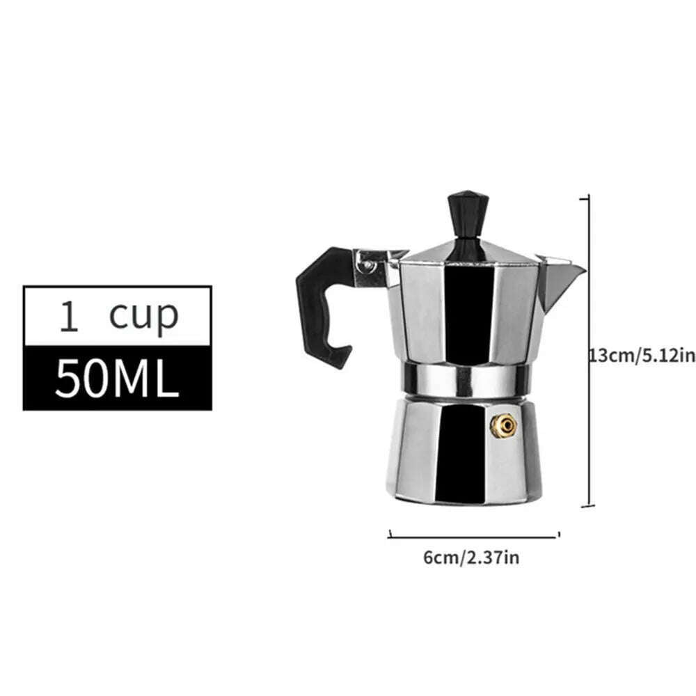 Aluminum Coffee Kettle Household Italian Octagonal Moka Coffee Tea Pot Office Home Travel Outdoor Camping Tableware Equipment - KIMLUD