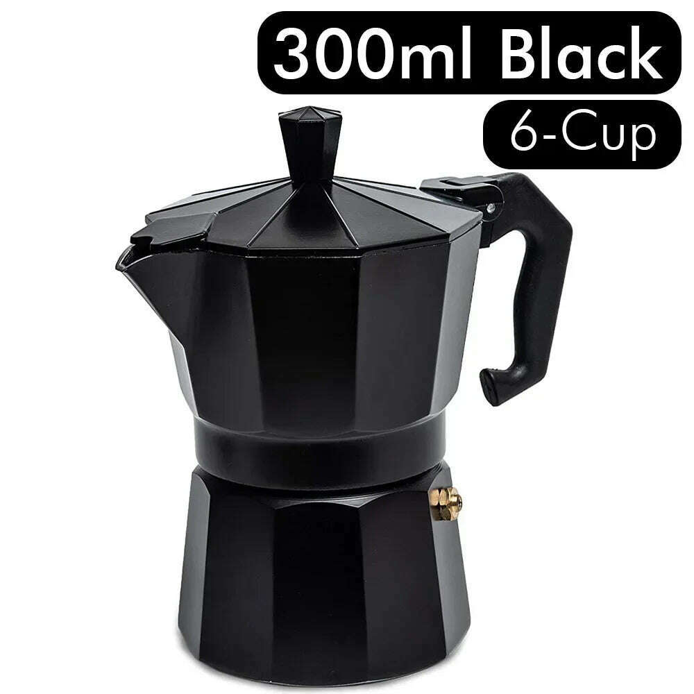 Aluminum Moka Pot 300ml Authentic Italian Espresso Coffee Maker for Stovetop Home Outdoor Black Red Coffee Moka Pot - KIMLUD