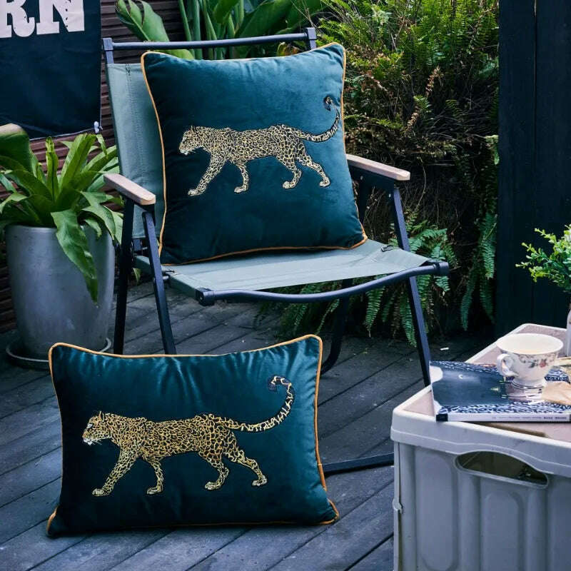 KIMLUD, American Decorative Pillowcase Wild Animal Leopard Embroidered Pillow Case, KIMLUD Womens Clothes