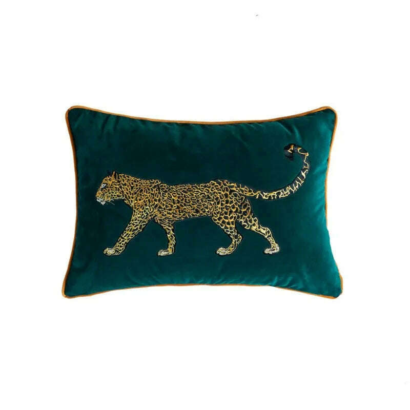 American Decorative Pillowcase Wild Animal Leopard Embroidered Pillow Case - KIMLUD