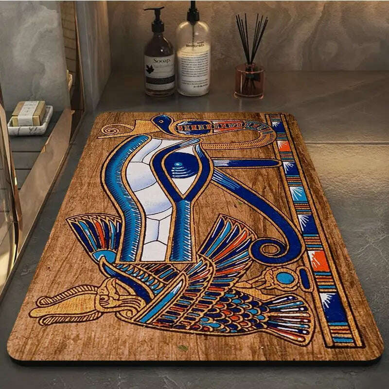 KIMLUD, Ancient Egypt Hallway Carpet Rectangle Anti-slip Home Soft Badmat Front Door Indoor Outdoor Mat Bedside Area Rugs, A2 / 40X60cm, KIMLUD Womens Clothes