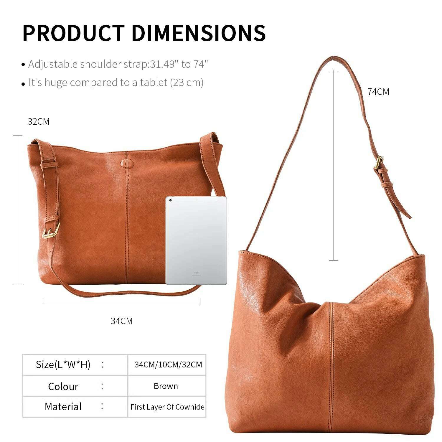 KIMLUD, ANGENGRUI Genuine Leather Handbag Luxury Cowhide Casual Tote  Natural Leather Bucket Shopper Daily Bag Big Purse Shoulder Bag, KIMLUD Womens Clothes