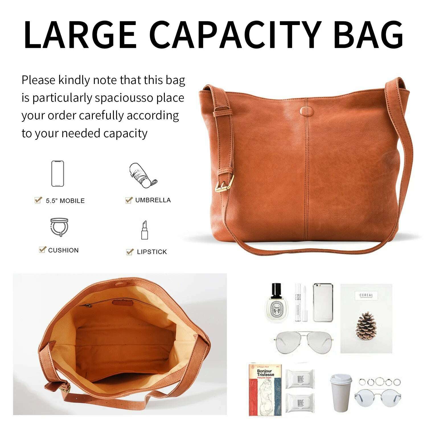 ANGENGRUI Genuine Leather Handbag Luxury Cowhide Casual Tote Natural Leather Bucket Shopper Daily Bag Big Purse Shoulder Bag - KIMLUD