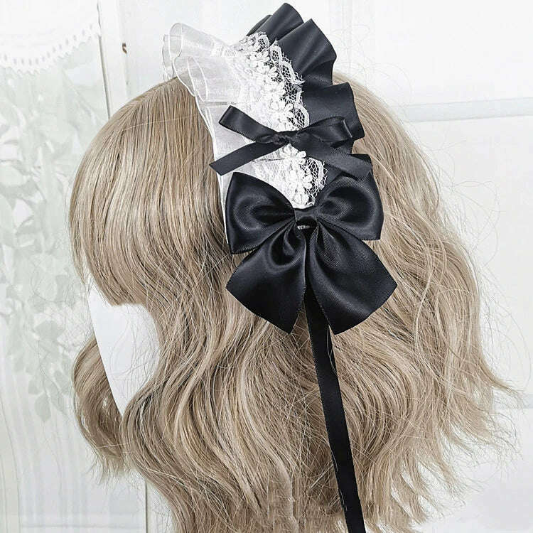 KIMLUD, Anime Maid Lovely Sweet Headband Lolita Maid Lace Flower Headwear Cosplay Hair Hoop Hand Made for Girls Gift Hair Accessory, 3, KIMLUD APPAREL - Womens Clothes