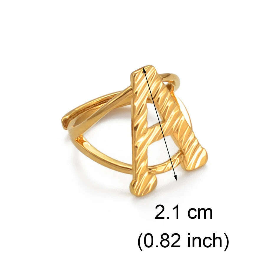 KIMLUD, Anniyo A-Z Letters Ring Women Girl Gold Color African Initial Rings Resizable English Jewelry Alphabet Finger Ring Arab #241206, KIMLUD Womens Clothes