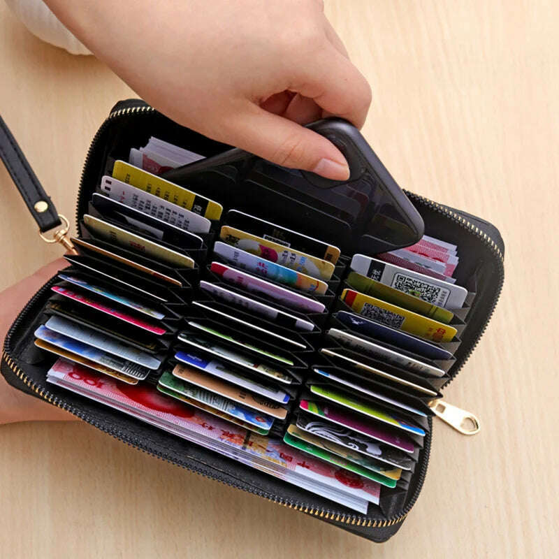 KIMLUD, Anti destructive magnetic card bag with 36 card slots, large capacity leather organ card bag, wallet, hand-held bag, credit card, KIMLUD Womens Clothes