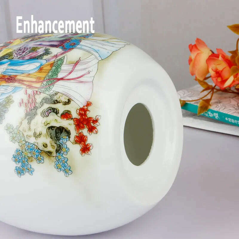 Antique Jingdezhen Ceramic Vase Lucky Egg Chinese Ancient Beauty Prosperous Egg Contemporary Home Decoration Furnishing Article - KIMLUD