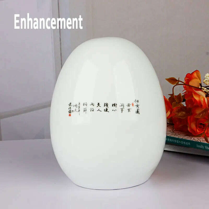 Antique Jingdezhen Ceramic Vase Lucky Egg Chinese Ancient Beauty Prosperous Egg Contemporary Home Decoration Furnishing Article - KIMLUD