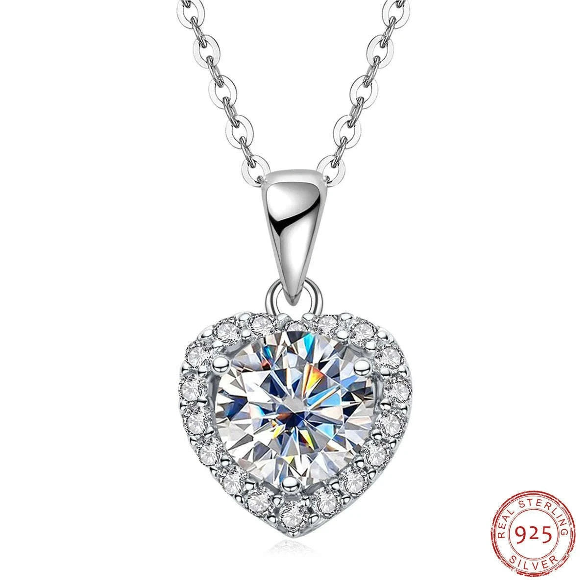 AnuJewel 1ct D Color Heart Moissanite Pendant 925 Sterling Silver 40+2+3cm Necklace Wedding Jewelry Wholesale - KIMLUD