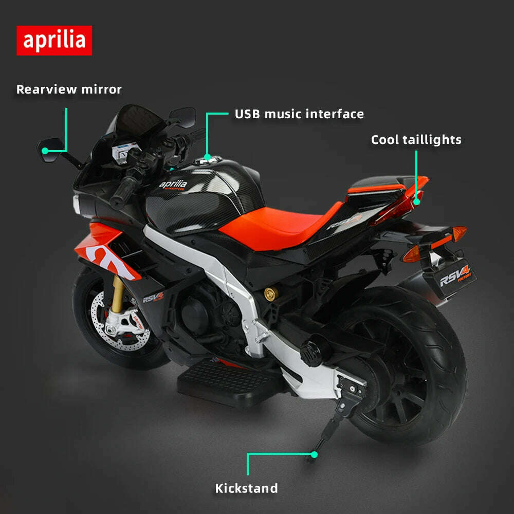 KIMLUD, Aprilia Licensed 24V 12MPH Kids Motorcycle Electric Motorbike Ride On Toy w/150W Motor LED Lights Bluetooth Music 3-16 Years Old, KIMLUD Womens Clothes