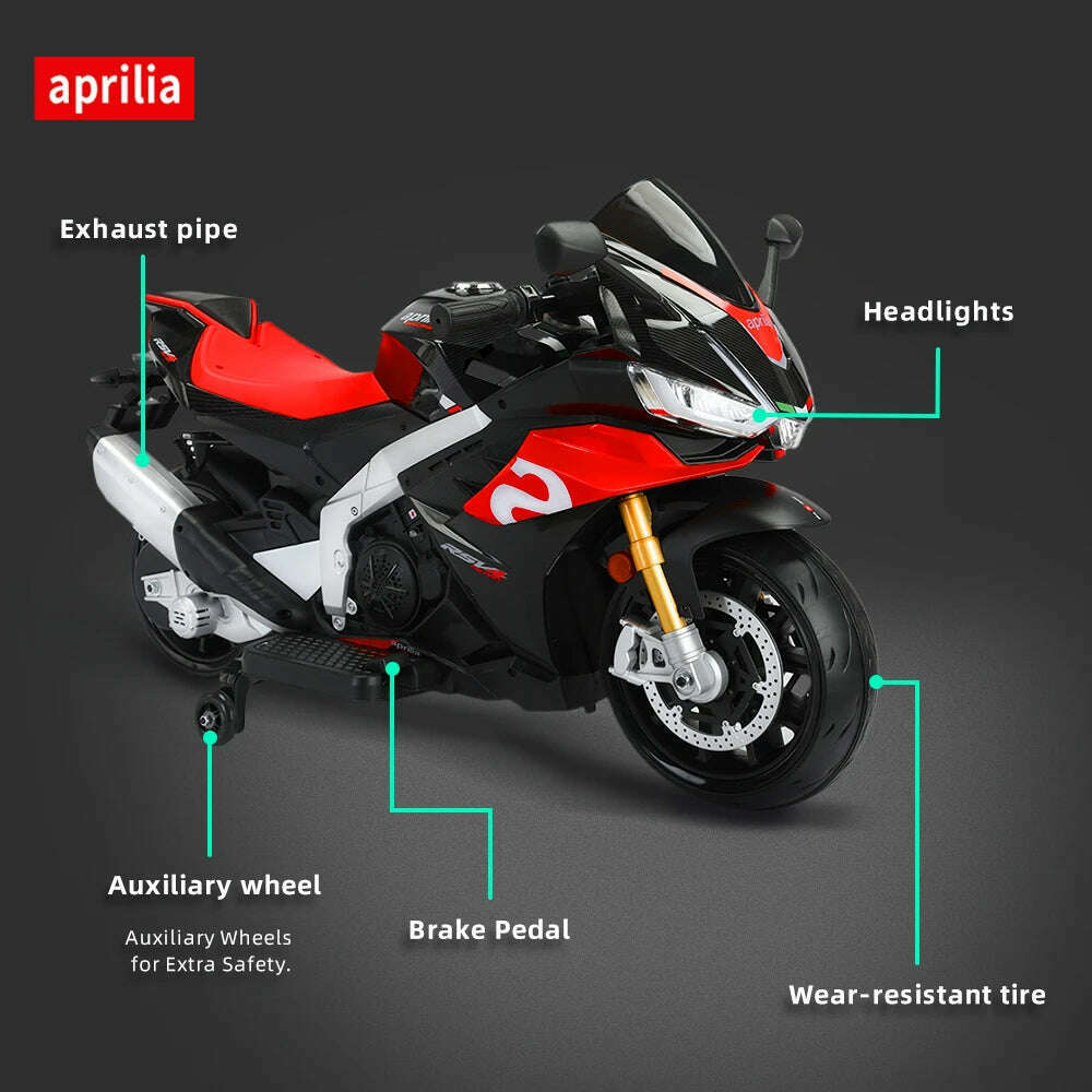 KIMLUD, Aprilia Licensed 24V 12MPH Kids Motorcycle Electric Motorbike Ride On Toy w/150W Motor LED Lights Bluetooth Music 3-16 Years Old, KIMLUD Womens Clothes