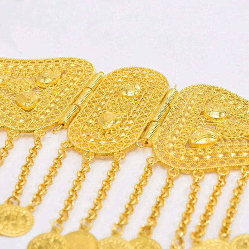 KIMLUD, Arab Ethnic Women Waist Chians Golden Carved Statement Party Dance Coin Tassel Belly Chains Charms India Body Jewelry Female, KIMLUD Womens Clothes