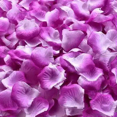 KIMLUD, Artificial Wedding Rose Petals Romantic Silk Petals Flower Petals Valentine Day Wedding Marriage Party Rose Leaves Decoration, purple white / 1000pcs, KIMLUD Womens Clothes