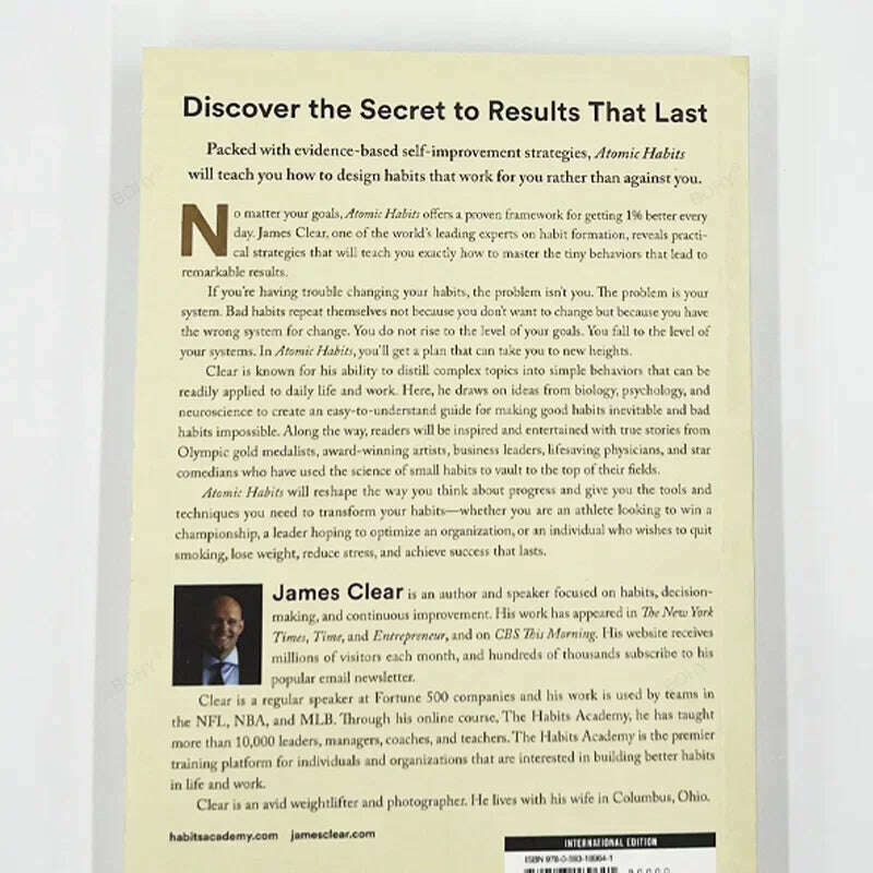 Atomic Habits By James Clear An Easy & Proven Way to Build Good Habits & Break Bad Ones Self-management Self-improvement Books - KIMLUD