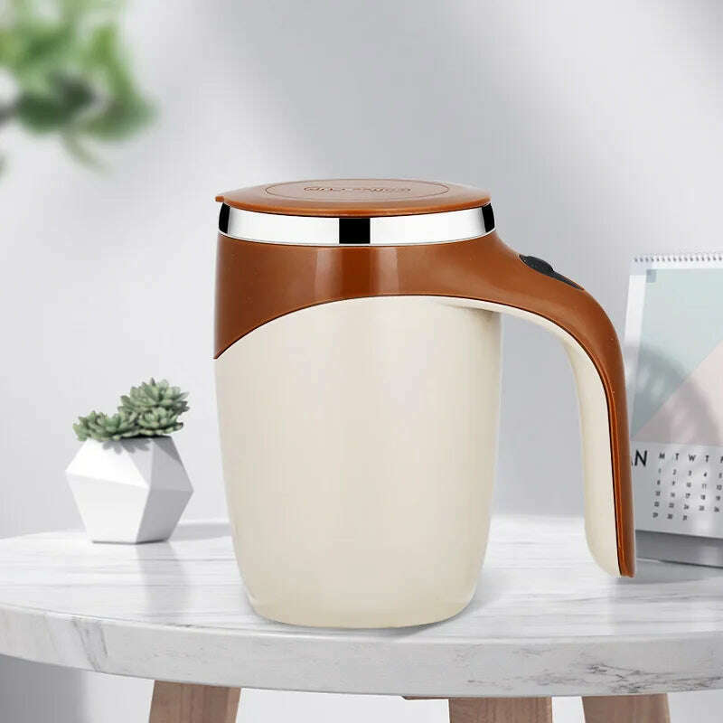 KIMLUD, Automatic Stirring Cup Mug Rechargeable Portable Coffee Electric Stirring Stainless Steel Rotating Magnetic Home Drinking Tools, 301-400ml / Coffee color, KIMLUD APPAREL - Womens Clothes