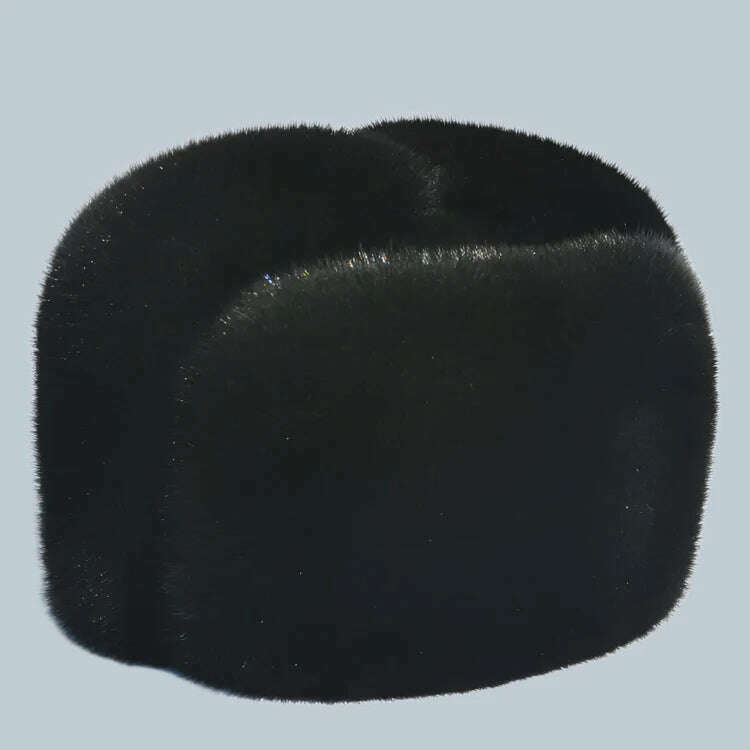 KIMLUD, Autumn and winter mink fur casual the elderly mink hat fur hat lei feng hat for man, black / 60cm, KIMLUD APPAREL - Womens Clothes