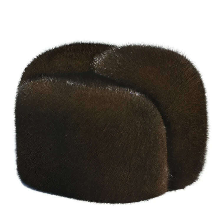 KIMLUD, Autumn and winter mink fur casual the elderly mink hat fur hat lei feng hat for man, coffee / 57cm, KIMLUD APPAREL - Womens Clothes