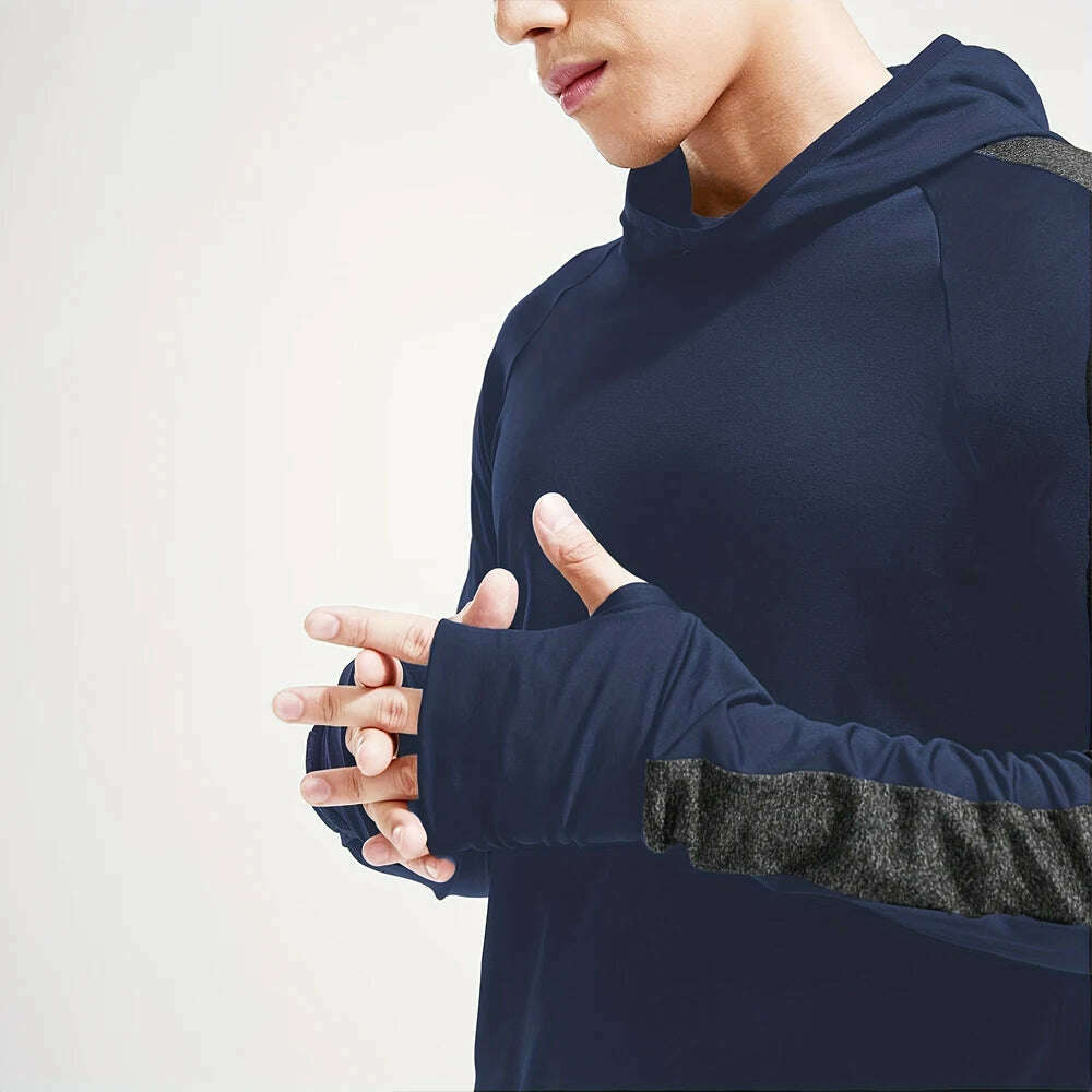 KIMLUD, Autumn New Running Sports Fitness Clothing Tight Sports Jogging Compression Men's Hoodie Outdoor Leisure Pullover Men's Clothing, KIMLUD Womens Clothes