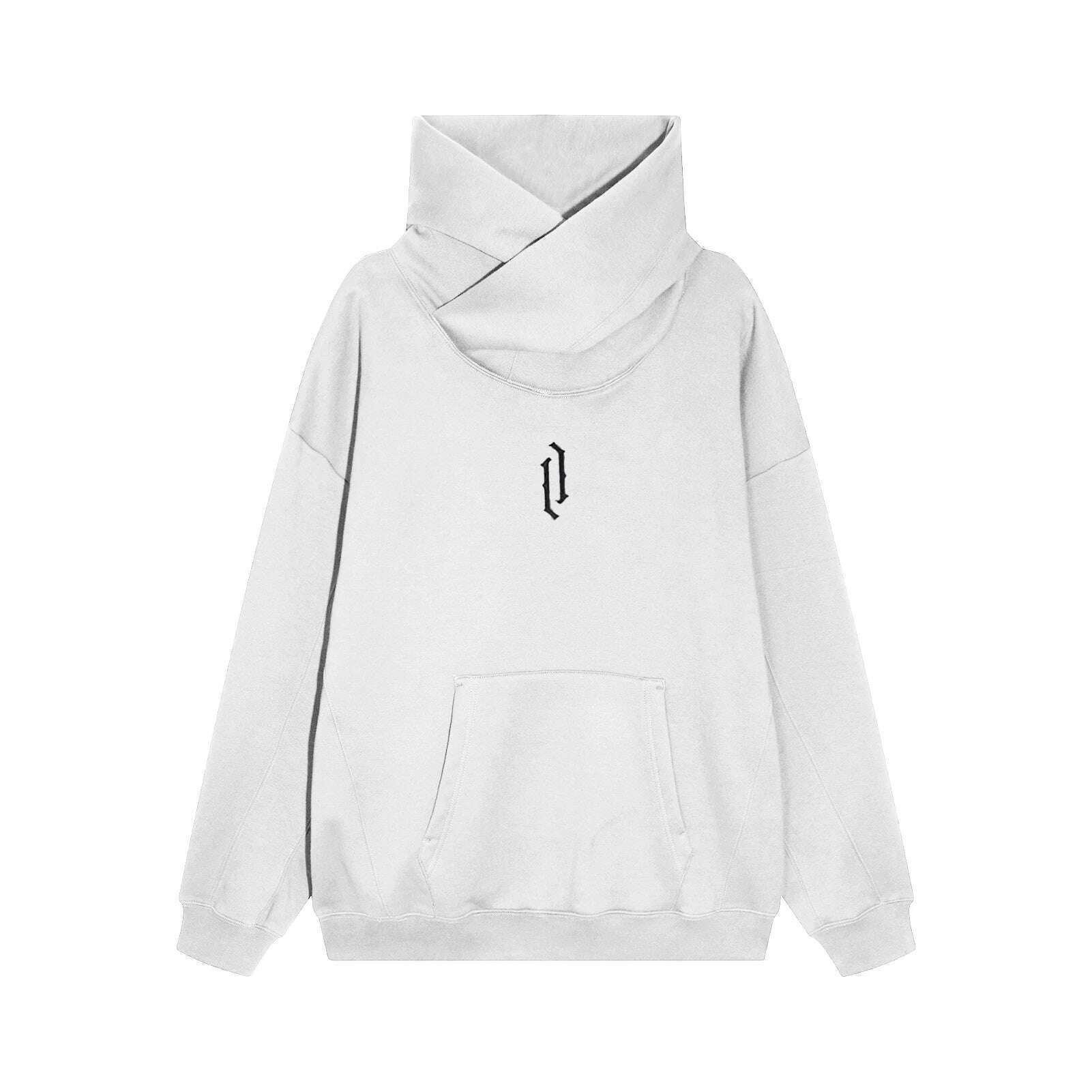 Autumn Winter High Collar Hoodie Pullover Loose Men Coat Tops Harajuku Hiphop Gothic Outwear Streetwear Fleece Hooded Sweatshirt - KIMLUD