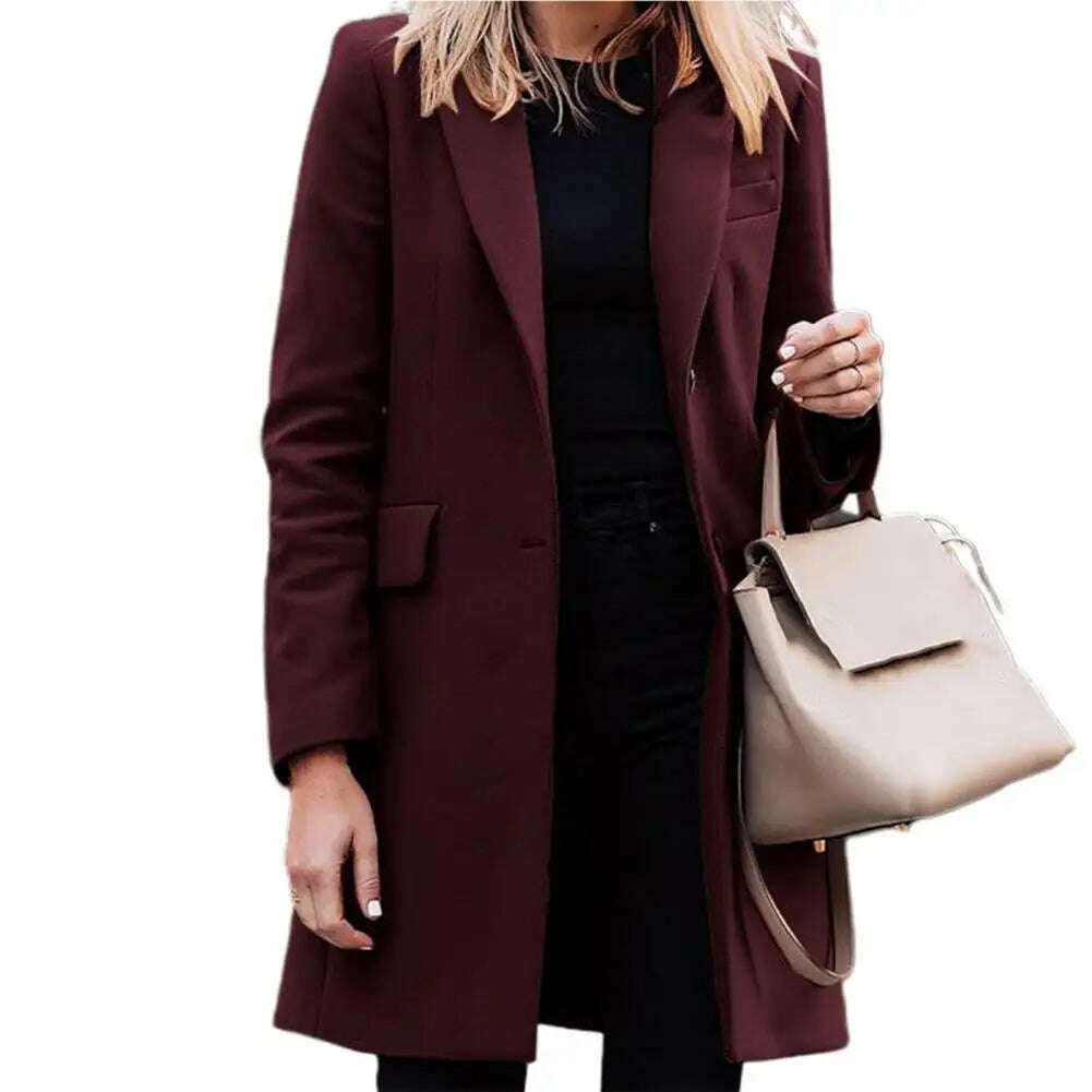 Autumn Winter Trench Coat for Women Suit Coat Single-breasted Long Blazer Jacket Women Coat sobretudo feminino ветровка женская - KIMLUD