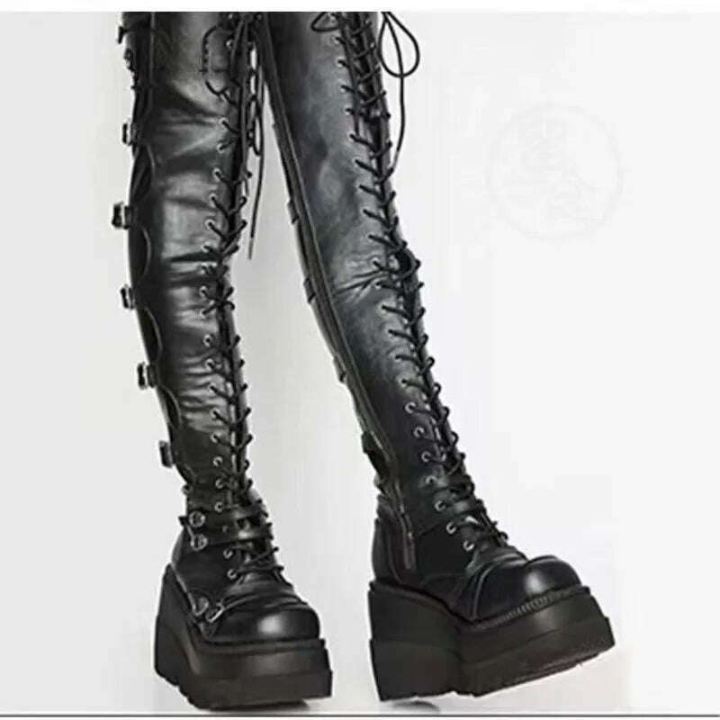 Autumn Winter Wedges Long Boots for Women Over-the-knee Boots Cosplay High Platform Women Boots New High Heel Gothic Botas Altas - KIMLUD