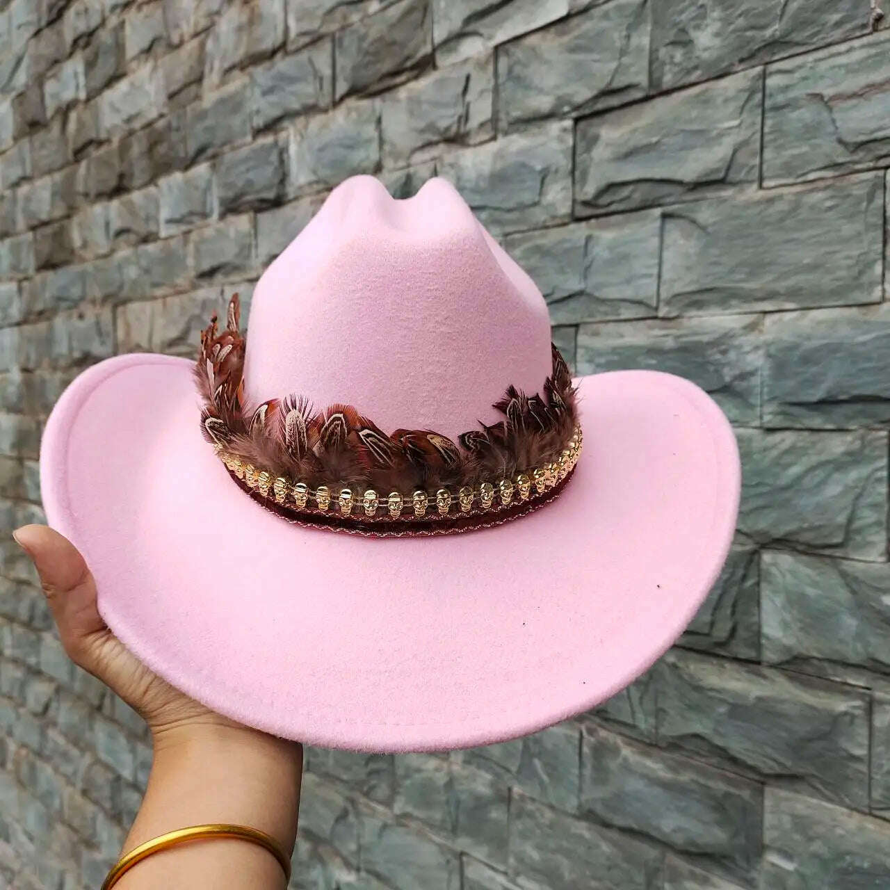 Autumn/Winter 2023 New Western Men's Woolen Cowboy hat Metal Buckle Autumn/Winter Imitation Wool Vintage Knight Hat chapeu cowb - KIMLUD