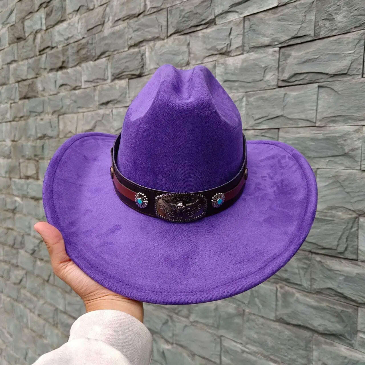 Autumn/Winter 2023 New Western Men's Woolen Cowboy hat Metal Buckle Autumn/Winter Imitation Wool Vintage Knight Hat chapeu cowb - KIMLUD