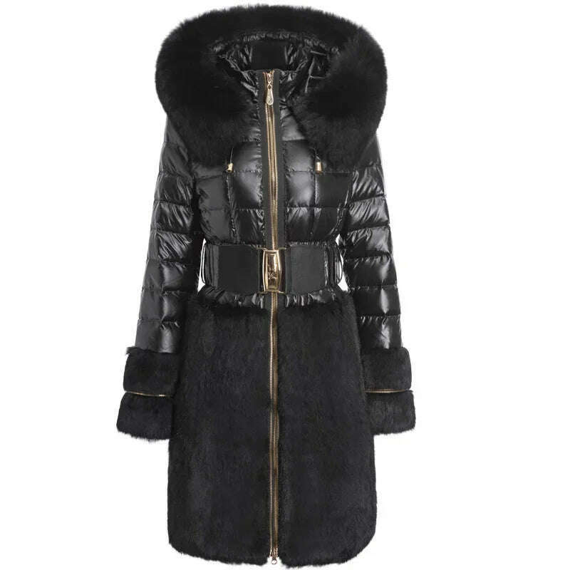 KIMLUD, AYUNSUE Real Fox Fur Hooded Women's Winter Down Jacket Female 90% Duck Down Coat Woman Thick Warm Parkas Mujeres Abrigos U13108, KIMLUD Womens Clothes