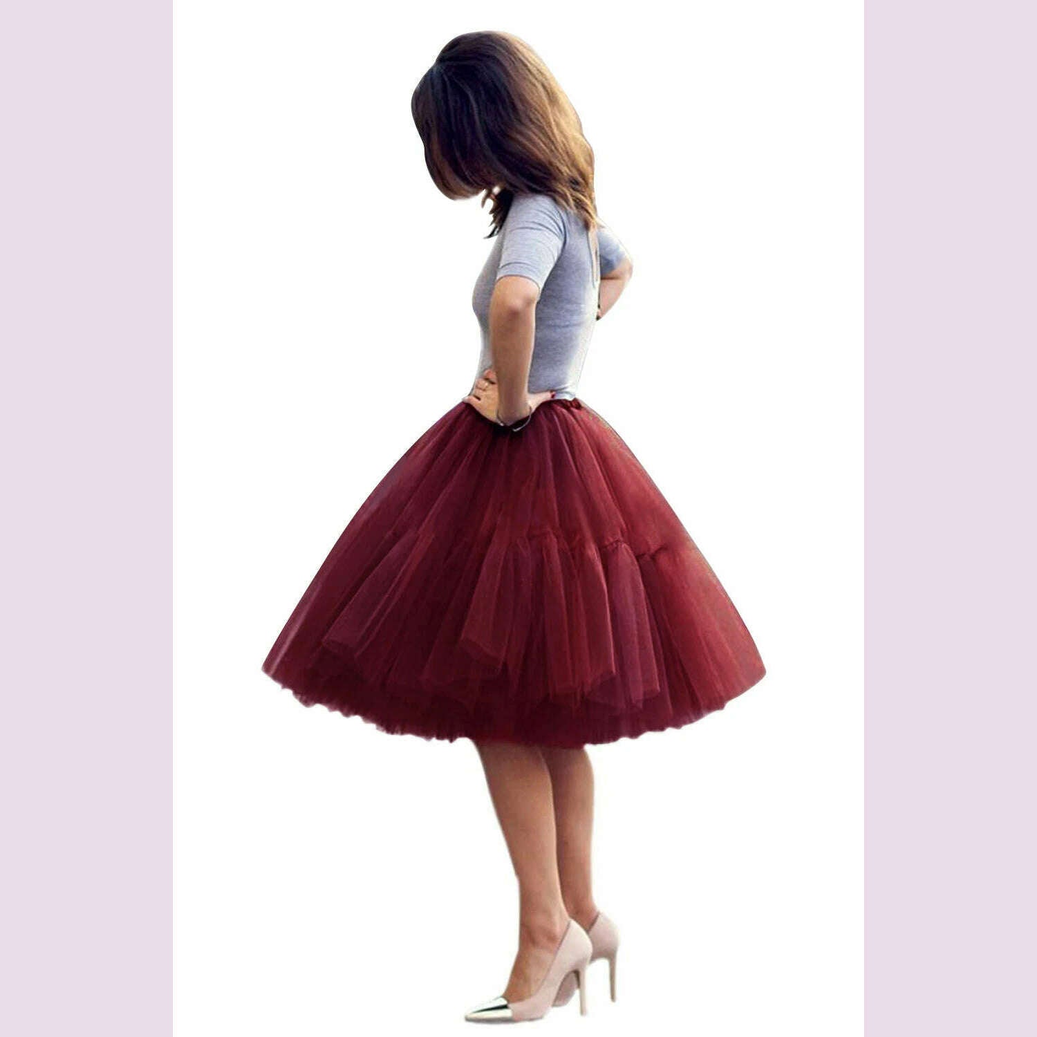 KIMLUD, BABYONLINE Fluffy Tulle Skirt Petticoat Adult Elastic Waist Underskirt Layers Bridal Midi Tutu Skirts Women Prom Evening, KIMLUD Womens Clothes