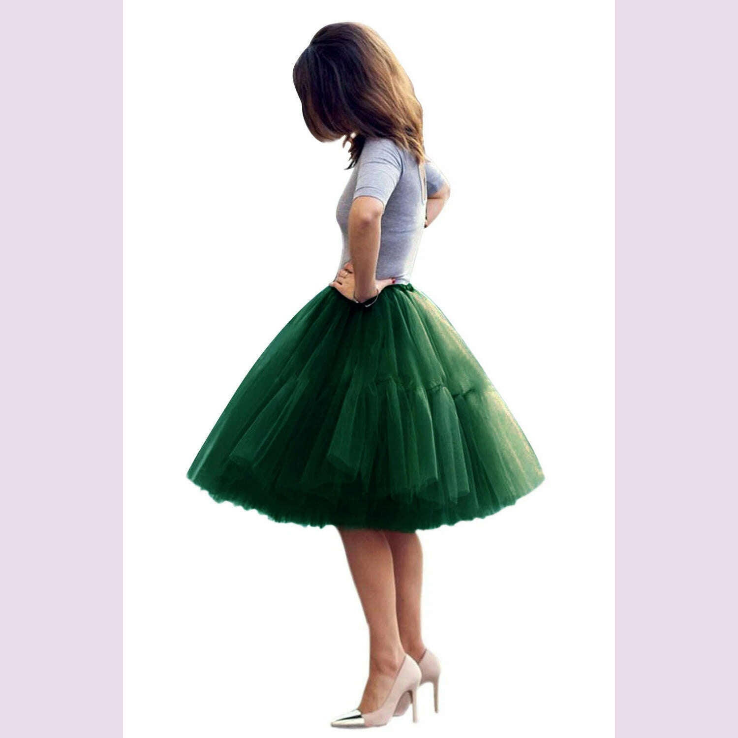 KIMLUD, BABYONLINE Fluffy Tulle Skirt Petticoat Adult Elastic Waist Underskirt Layers Bridal Midi Tutu Skirts Women Prom Evening, KIMLUD Womens Clothes