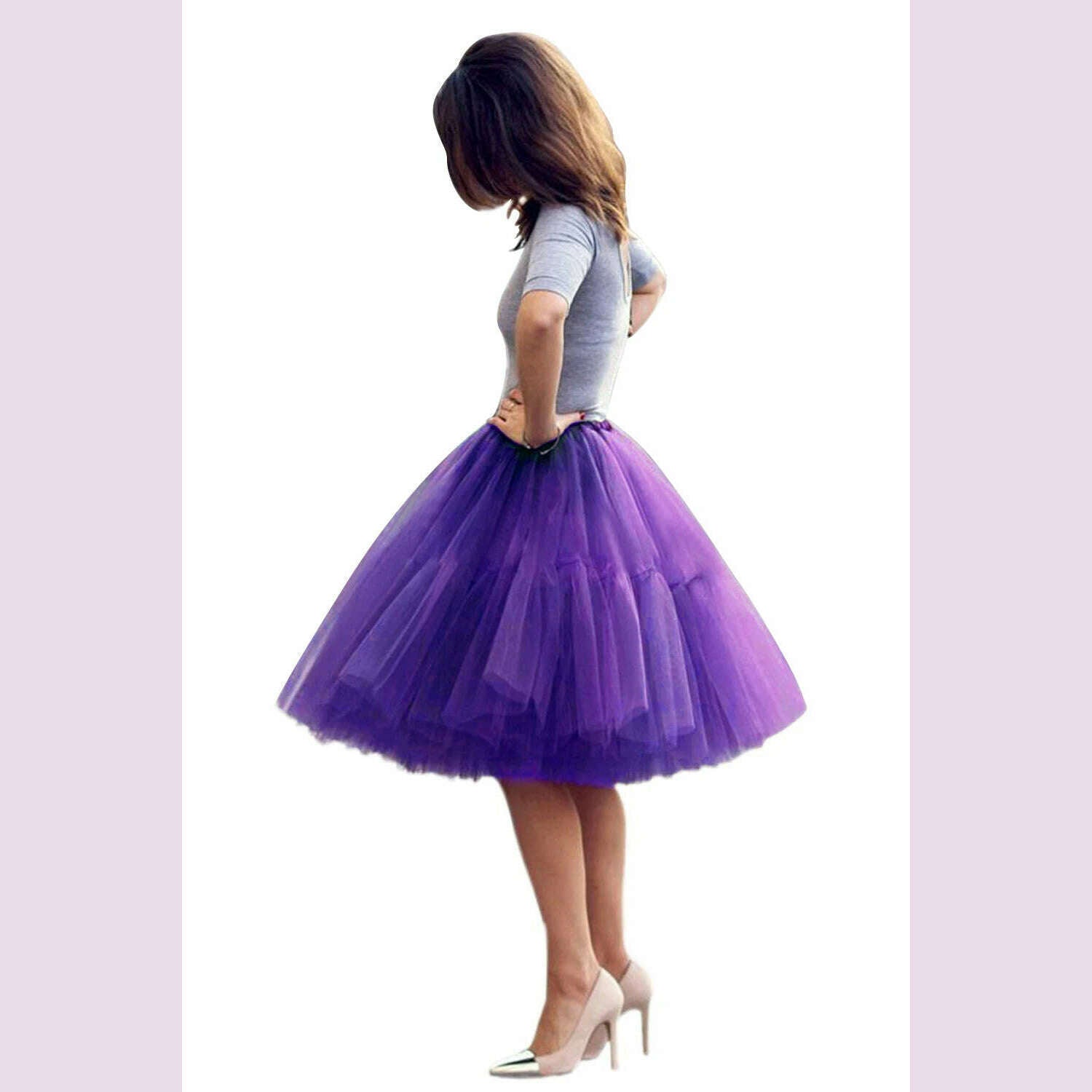 KIMLUD, BABYONLINE Fluffy Tulle Skirt Petticoat Adult Elastic Waist Underskirt Layers Bridal Midi Tutu Skirts Women Prom Evening, KIMLUD Womens Clothes