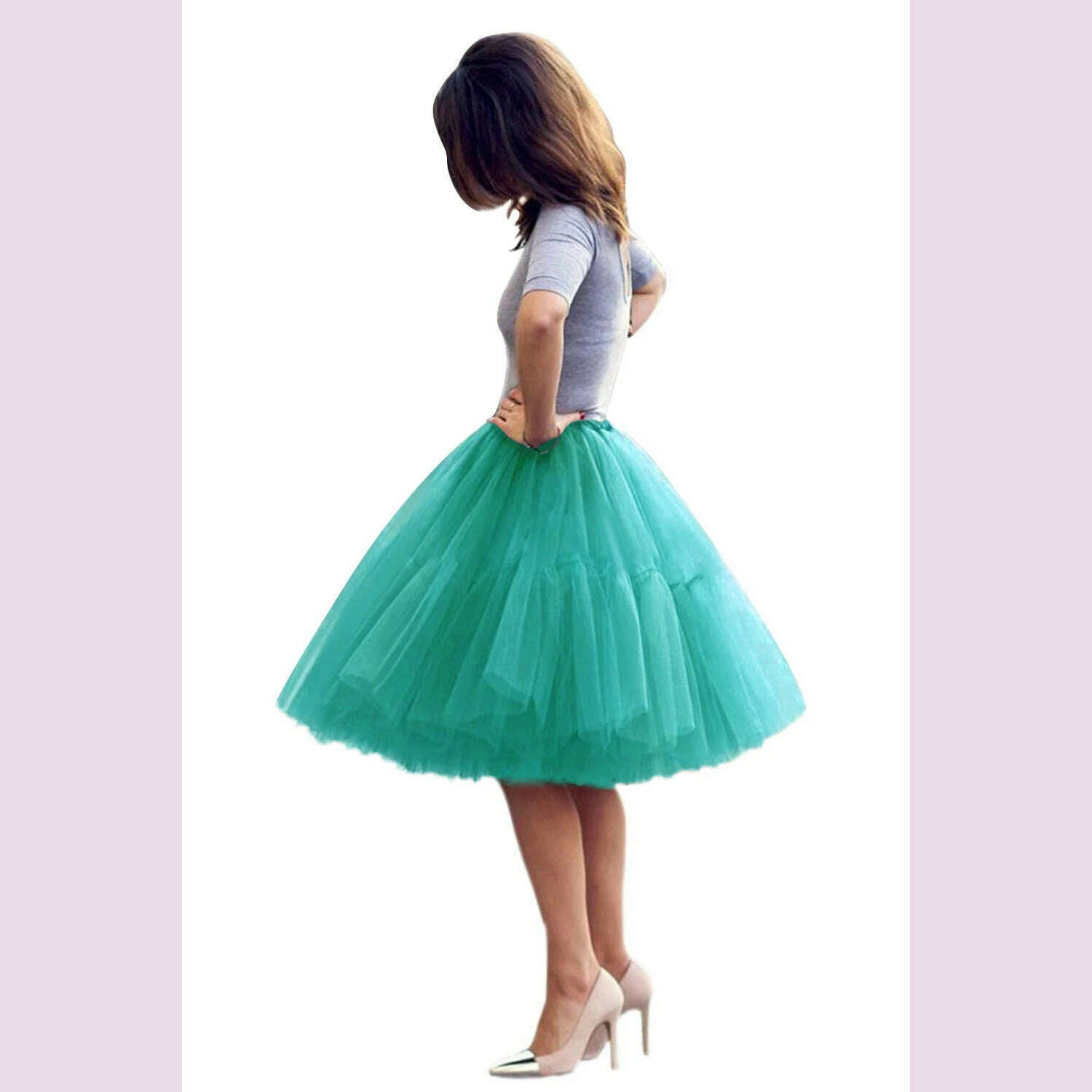 KIMLUD, BABYONLINE Fluffy Tulle Skirt Petticoat Adult Elastic Waist Underskirt Layers Bridal Midi Tutu Skirts Women Prom Evening, KIMLUD Womens Clothes