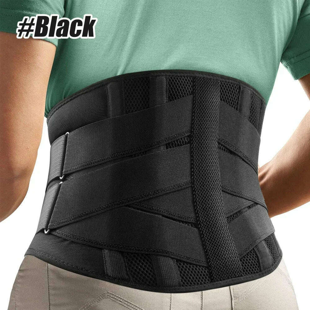 KIMLUD, Back Brace for Lower Back Pain, Immediate Pain Relief From Sciatica, Herniated Disc Scoliosis, Decompression Lumbar Support Belt, Black / XXL, KIMLUD APPAREL - Womens Clothes