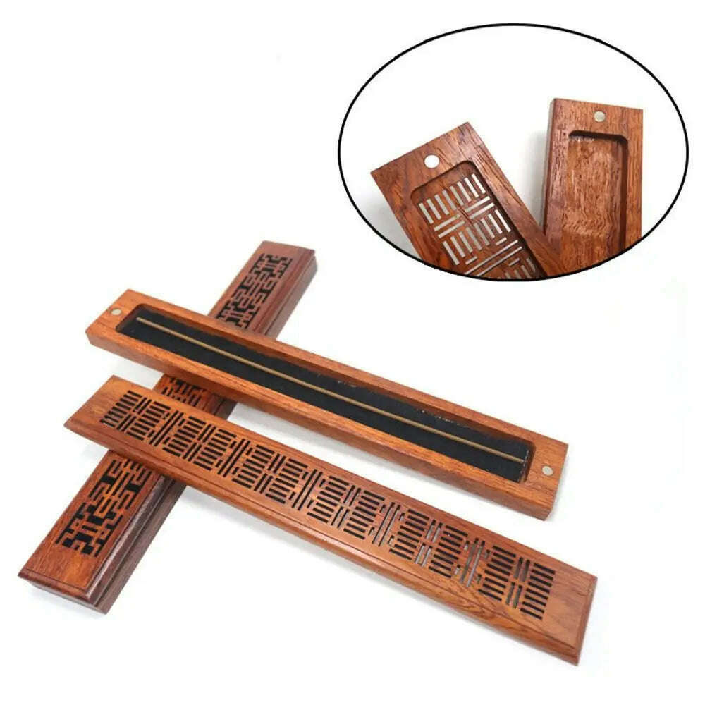 KIMLUD, Bamboo Wood Incense Stick Holder Redwood Burning Joss Incense Box Burner Ash Catcher Table Ornament Home Decoration, KIMLUD Womens Clothes