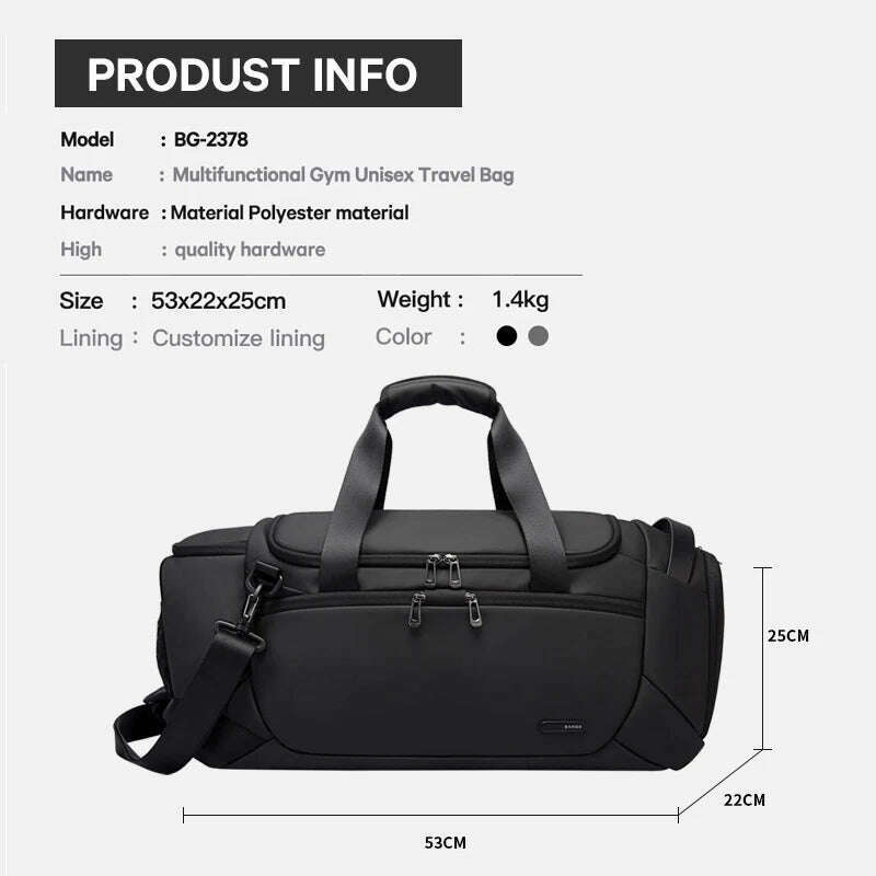 KIMLUD, BANGE Sports Bags Men Gym Bags For Fitness Training Outdoor WaterProof Sport Bag Dry Wet Separation Bags Sac De Travel Bag, KIMLUD Womens Clothes