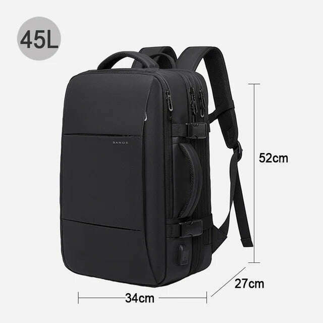 KIMLUD, BANGE Travel Backpack Men Business Backpack School Expandable USB Bag Large Capacity 17.3 Laptop Waterproof Fashion Backpack, Black 45L, KIMLUD APPAREL - Womens Clothes