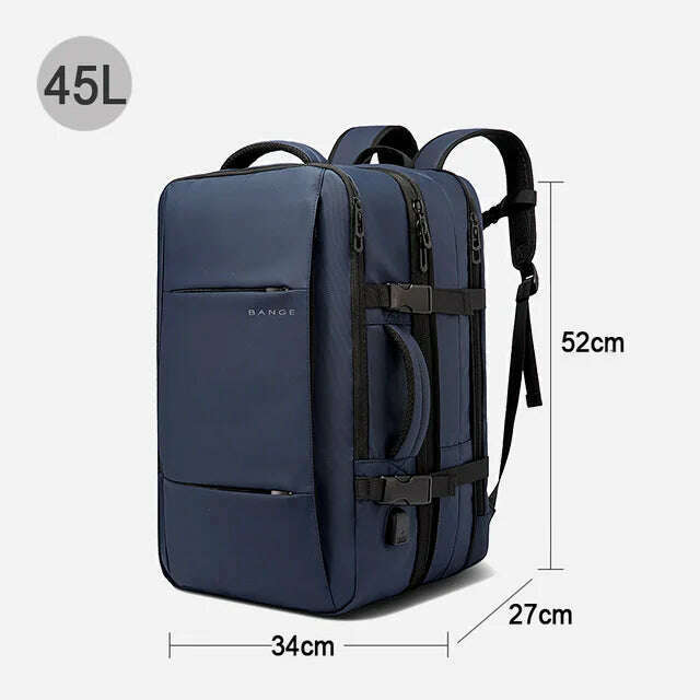 KIMLUD, BANGE Travel Backpack Men Business Backpack School Expandable USB Bag Large Capacity 17.3 Laptop Waterproof Fashion Backpack, Blue 45L, KIMLUD APPAREL - Womens Clothes