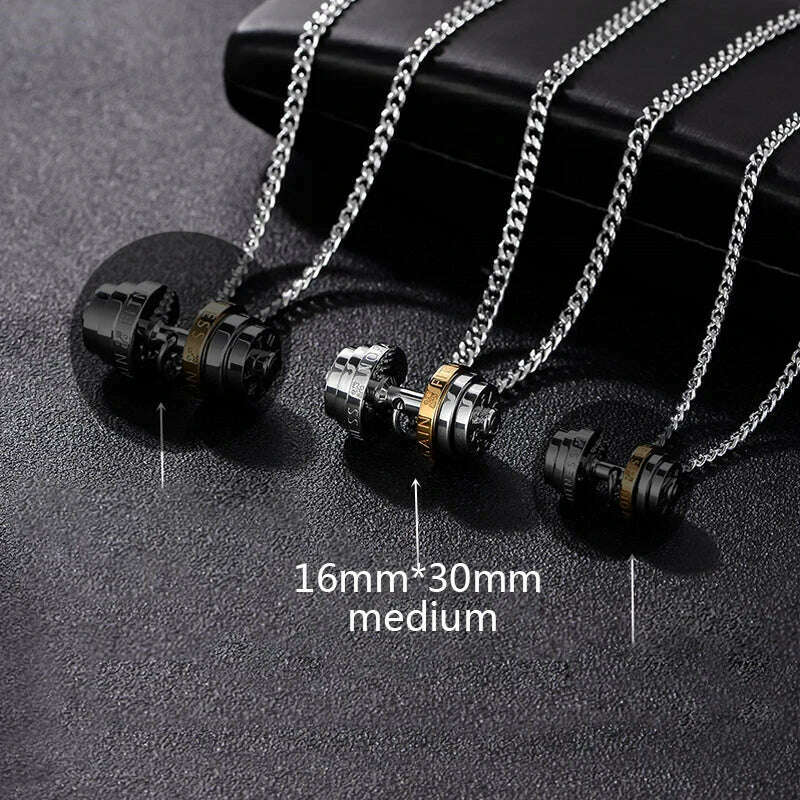 Barbell Necklace Male necklace stainless steel mens Couple pendants Fitness sports man accesories jewelry for neck - KIMLUD