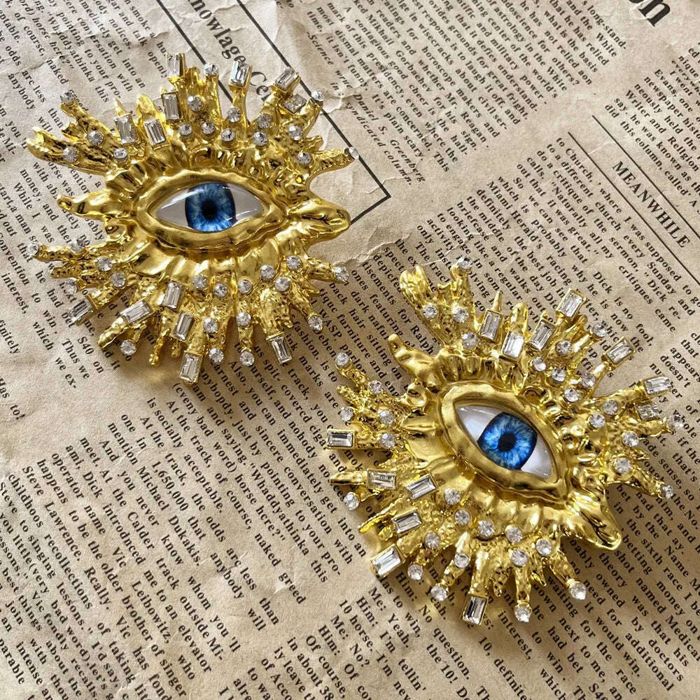 Baroque Style Fashion Alloy Big Eyes Dangle Earrings For Women Jewelry Exaggerated Ladys' Statement Earrings Accessories - KIMLUD