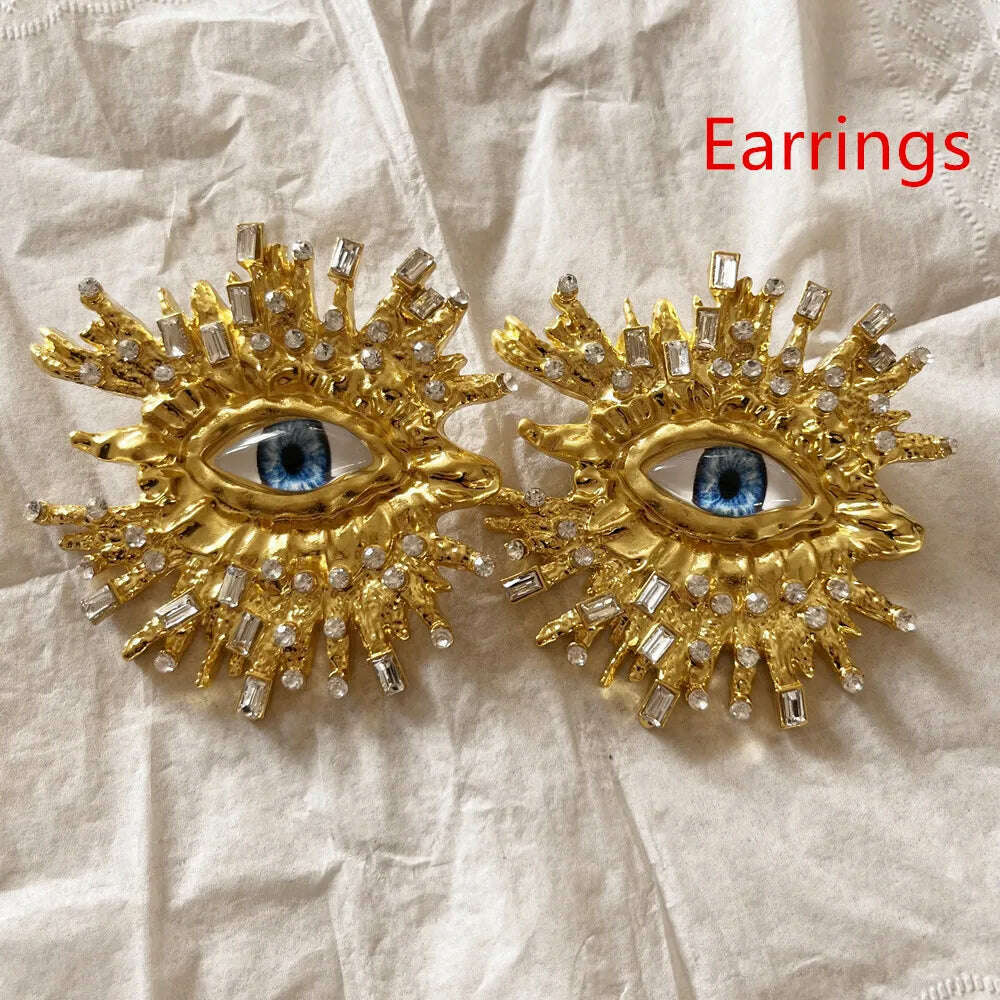 Baroque Style Fashion Alloy Big Eyes Dangle Earrings For Women Jewelry Exaggerated Ladys' Statement Earrings Accessories - KIMLUD