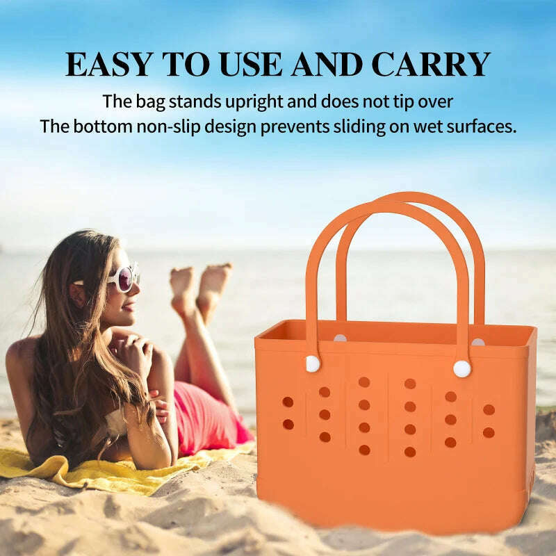 KIMLUD, Beach Tote Silicone Basket with Sand Waterproof Travel Bag Sandproof Handbag Multi-Purpose Storage Bag for Boat Pool Sports Gym, KIMLUD Womens Clothes