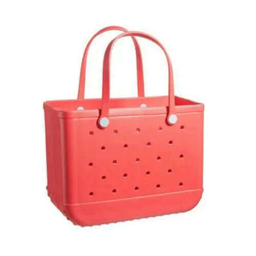 KIMLUD, Beach Tote Silicone Basket with Sand Waterproof Travel Bag Sandproof Handbag Multi-Purpose Storage Bag for Boat Pool Sports Gym, Red / 38 13 32CM, KIMLUD Womens Clothes