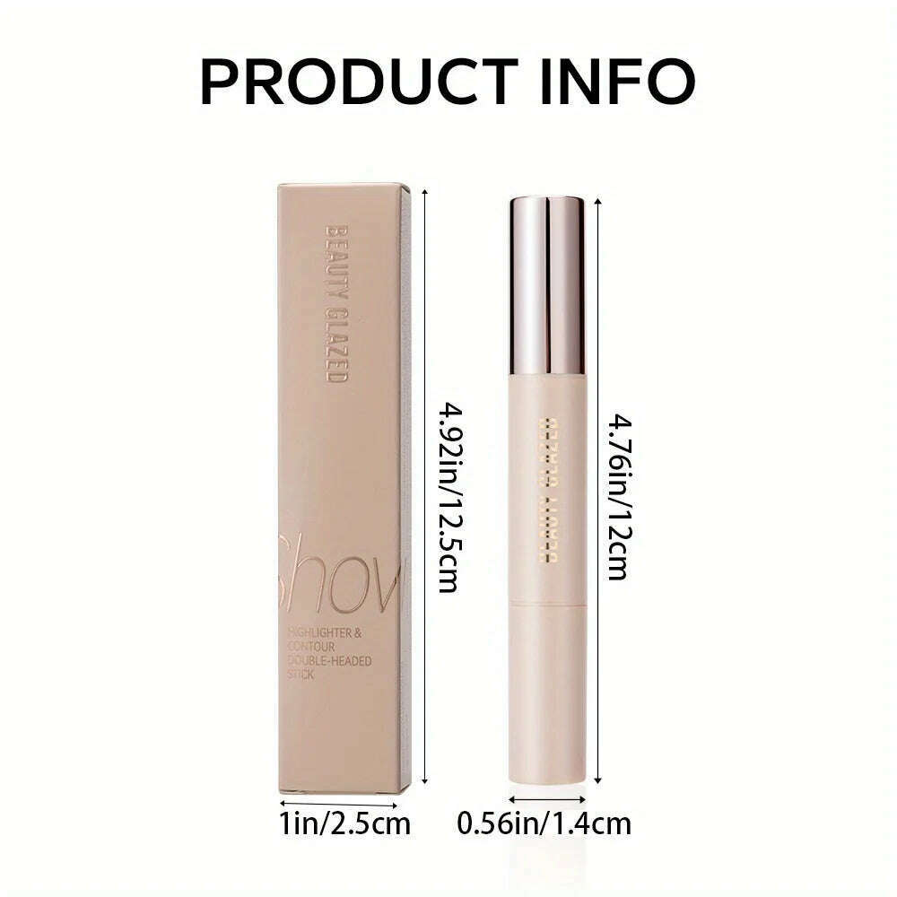 KIMLUD, BEAUTY GLAZED Double Head Highlighter and Contour Long-lasting Waterproof Natural Facial Nose Shadow Contour Face stick, KIMLUD Womens Clothes